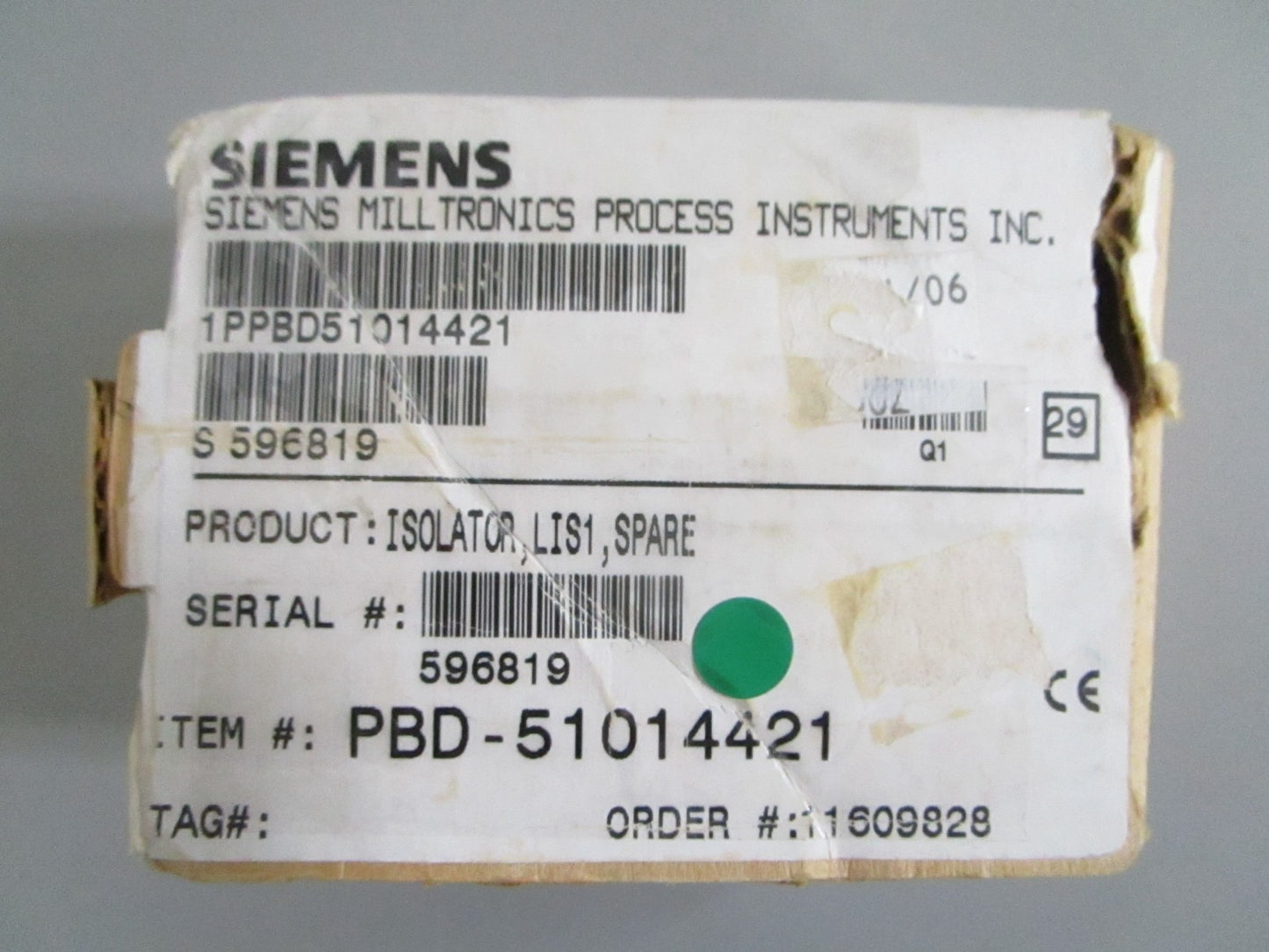 Siemens Milltronics PBD-51014421 Isolator LIS1 Spare NOS NEW OEM 0820