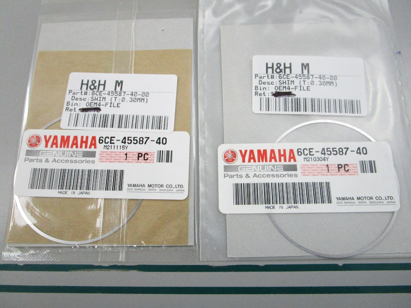 NEW OEM (LOT OF 2) 6CE-45587-40-00 Yamaha (T:0.30mm) Shim 0810