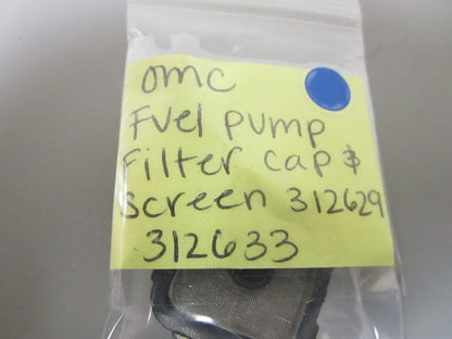NEW OEM 312629 312633 OMC Johnson Evinrude Fuel Pump Filter Cap & Screen 0720