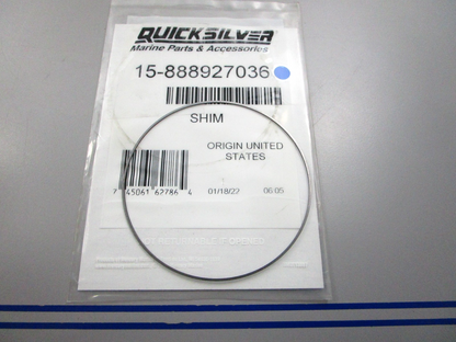 NEW OEM 15-888927036 Mercury Quicksilver Shim 0810