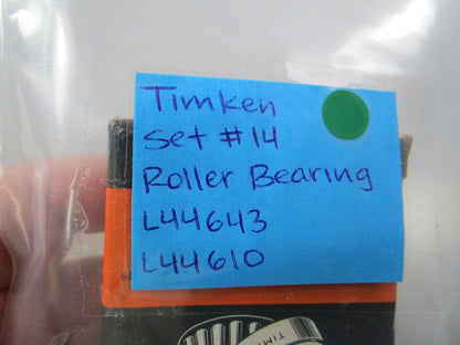NEW (LOT OF 2) L44643 L44610 Timken Set #14 Roller Bearing 0810