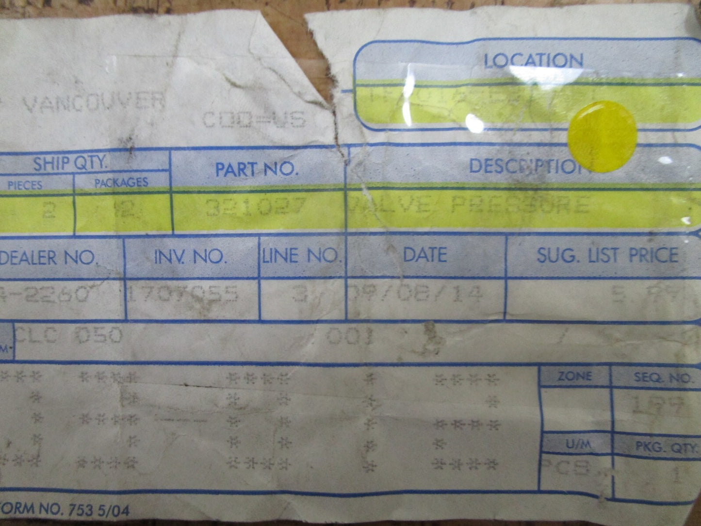 *NEW OEM* 0750 OMC Johnson Evinrude PRESSURE VALVE 321027 0321027