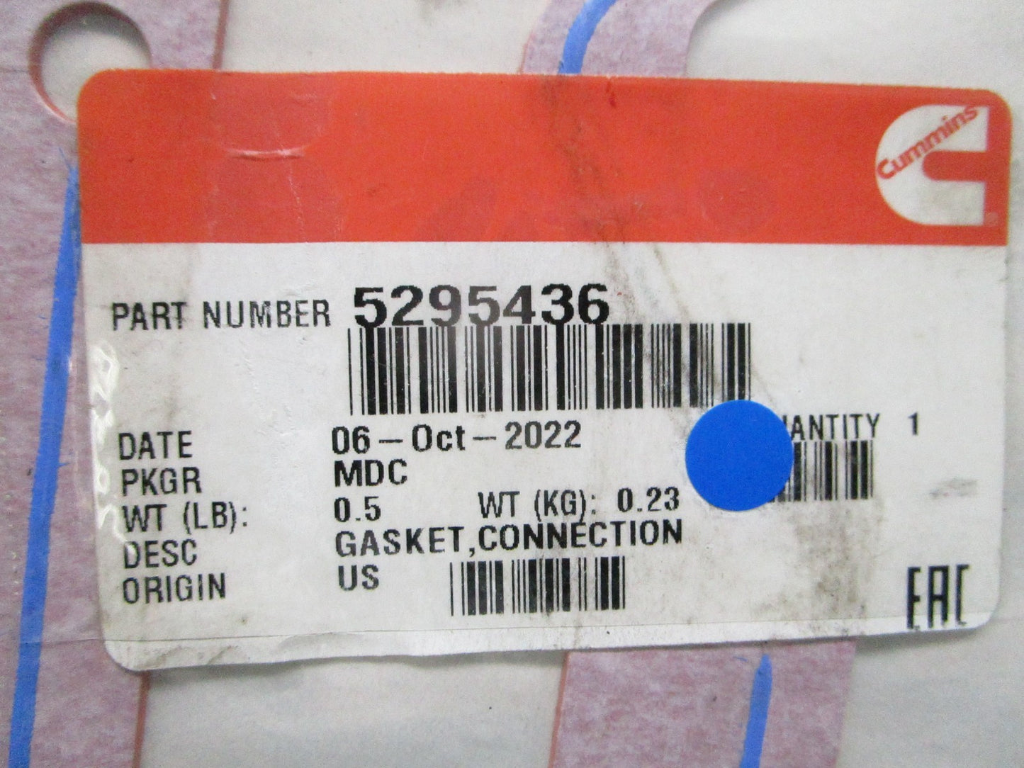 *NEW OEM* 0810 Cummins Connection Gasket 5295436