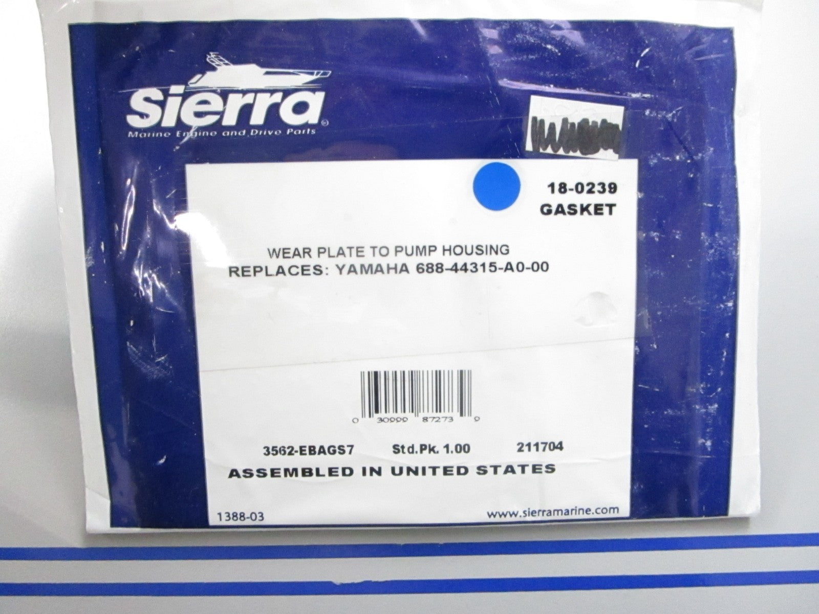 *NEW* 0810 Sierra Gasket 18-0239 Replaces: Yamaha 688-44315-A0-00