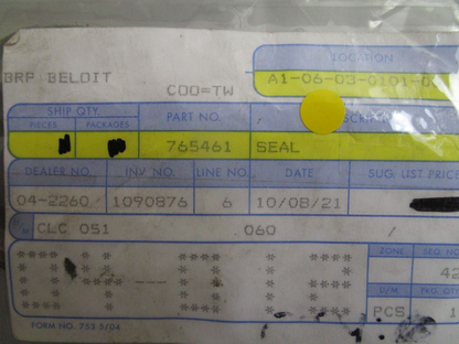 *NEW OEM* 0770 OMC Johnson Evinrude Seal 765461 0765461