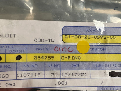 *NEW OEM* (LOT OF 2) 0810 OMC Johnson Evinrude O-Ring 354759 0354759