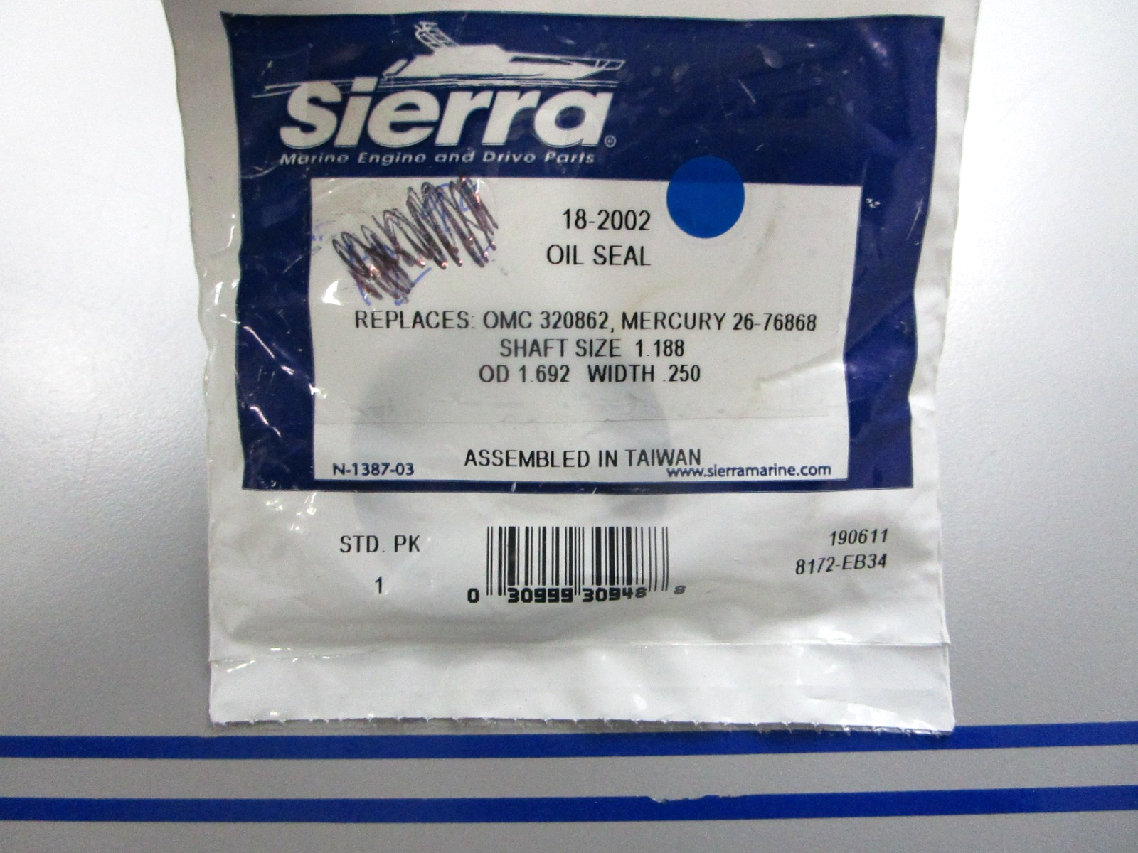 *NEW* 0810 Sierra Oil Seal 18-2002 Replaces: OMC 320862 Mercury: 26-76868