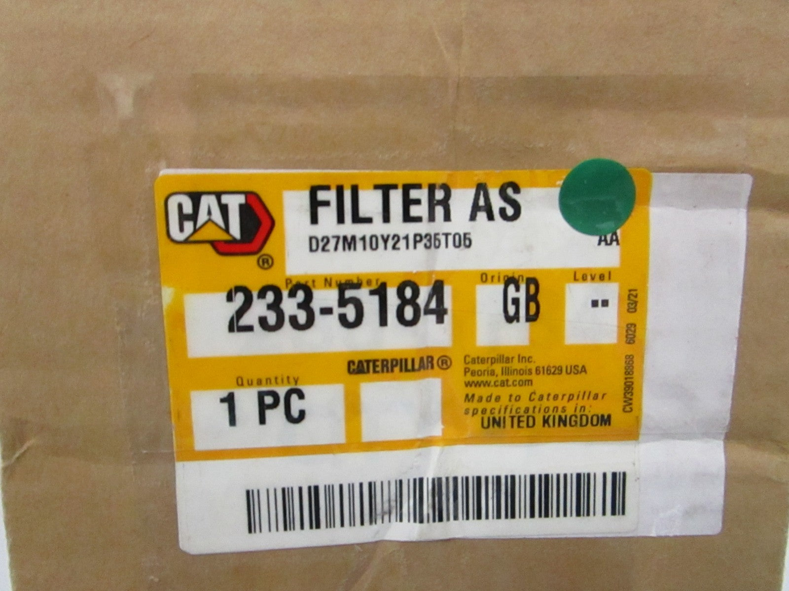 CAT NEW OEM Engine Air Filter Secondary 233-5184 3054 3054C C4.4 NOS 0810