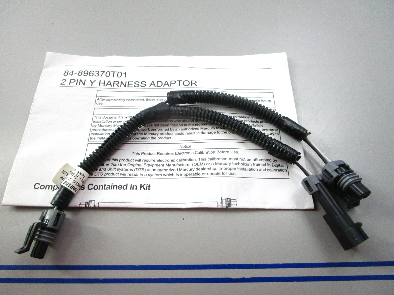 NEW OEM 84-896370T01 Mercury Quicksilver 2 Pin Y-Harness Assembly 0810