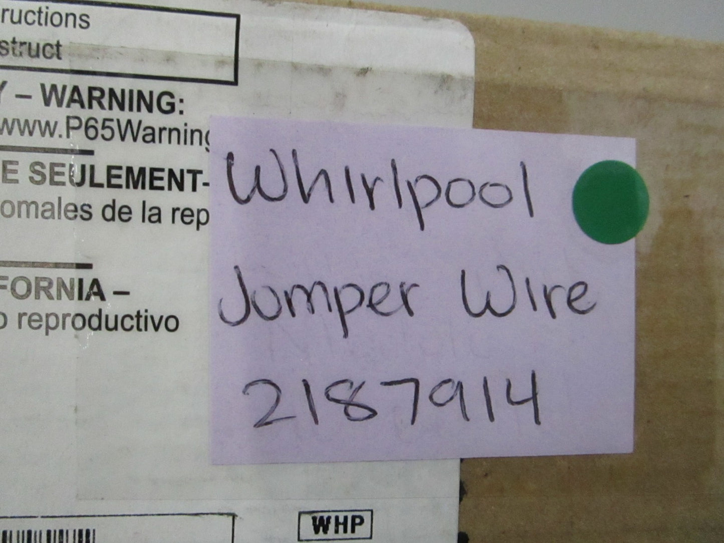 NEW OEM 2187914 Whirlpool Jumper Wire 0810