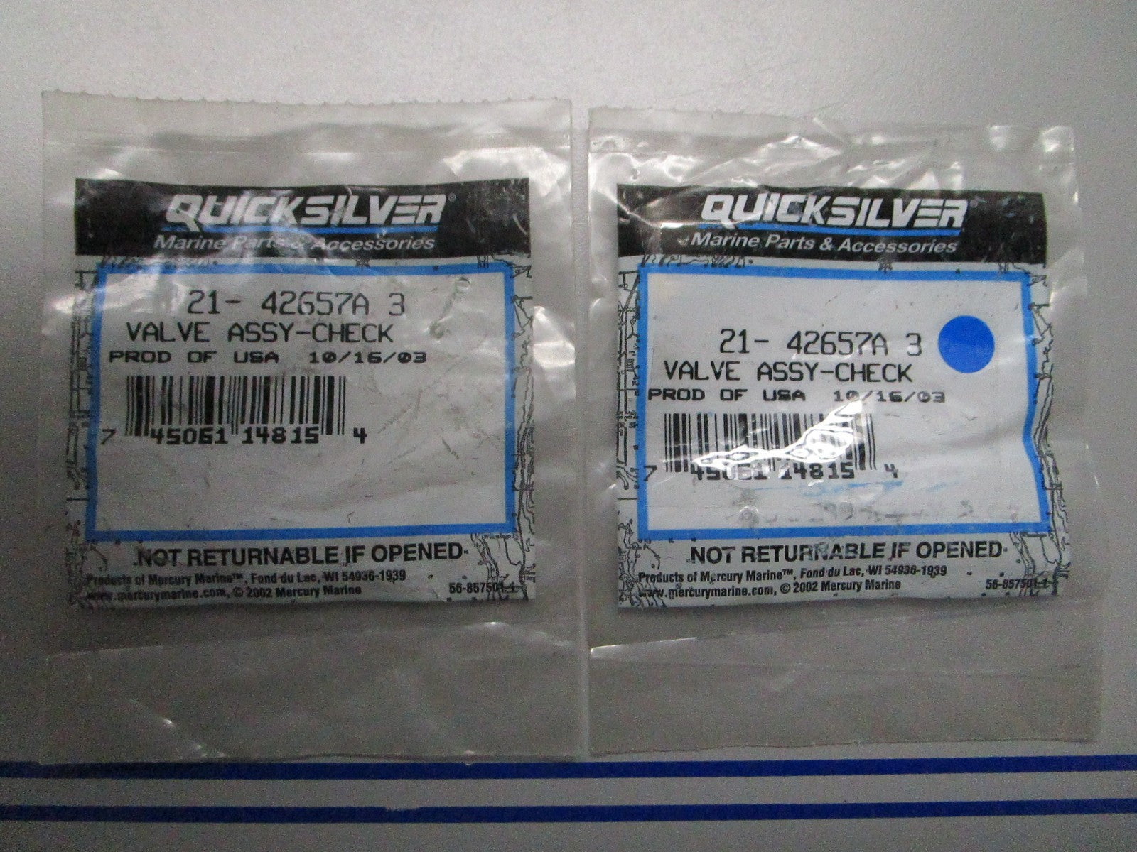 *NEW OEM* (LOT OF 2) 0720 Mercury Quicksilver Check Valve Assembly 21-42657A3
