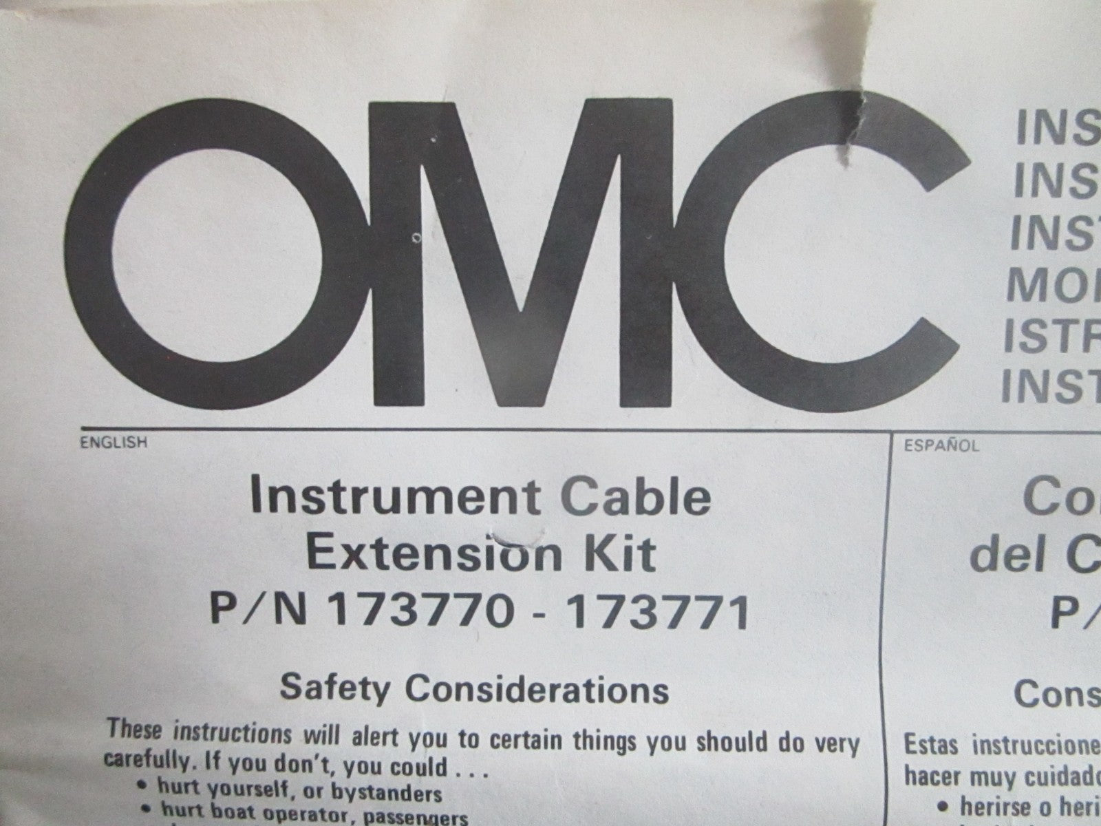 NEW OEM 173771 0173771 OMC Johnson Evinrude Instrument Cable Extension Kit 0820