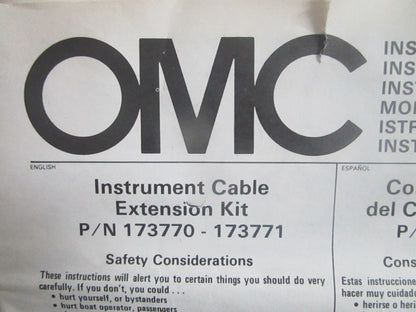 NEW OEM 173771 0173771 OMC Johnson Evinrude Instrument Cable Extension Kit 0820