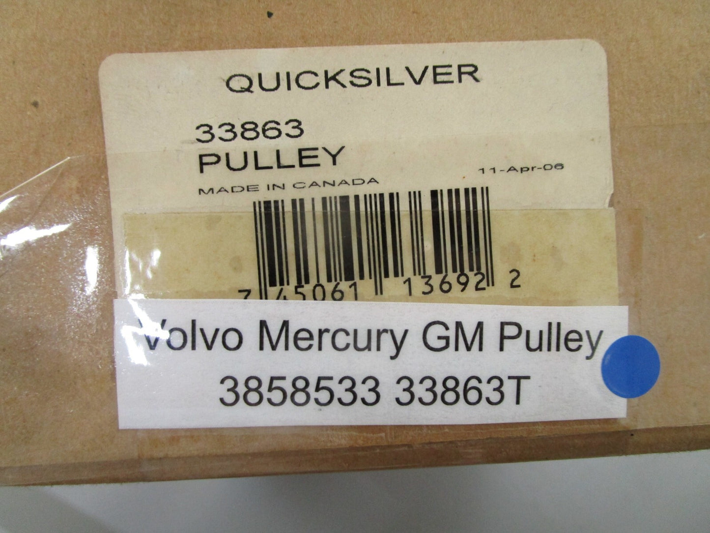 *NEW OEM* 0780 Volvo Mercury GM Pulley 3858533 33863T