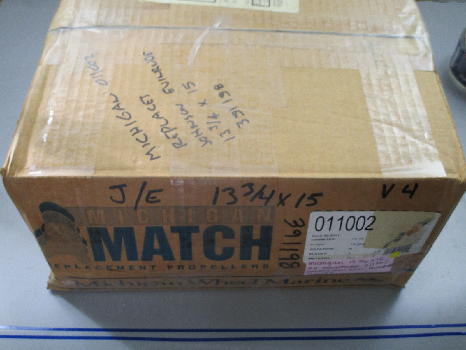 *NEW* 0820 Michigan 13¾ × 15 RH Propeller 011002 Replaces: 391198