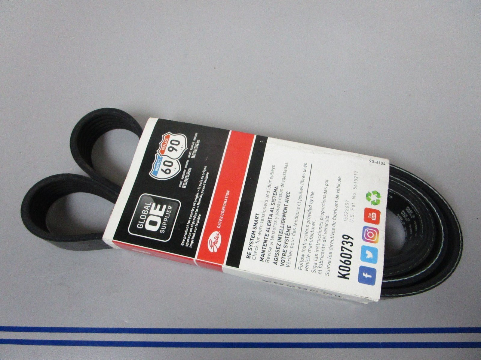 NEW K060739 Gates Micro-V 13/16" x 74 ½" Serpentine Belt 0720