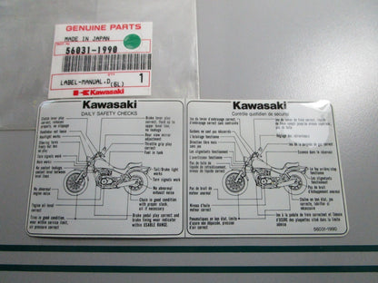 NEW OEM 56031-1990 Kawasaki Manual Label 0810
