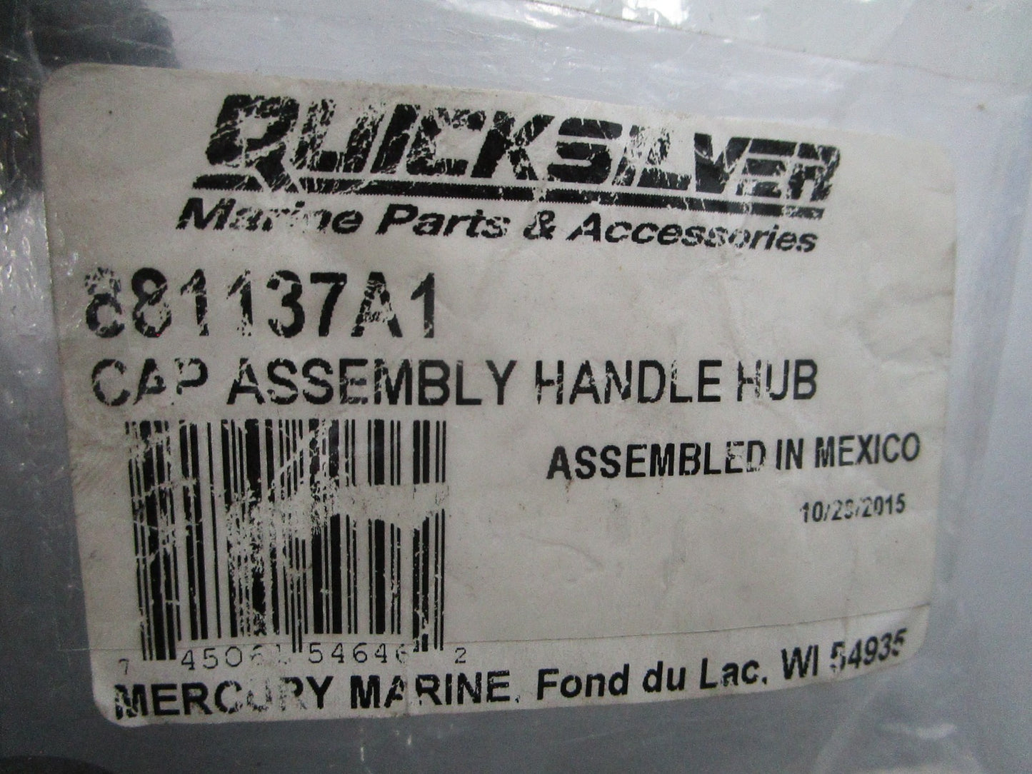 NEW OEM Mercury Quicksilver 881137A1 Handle Hub Cap w/ Decal 0810