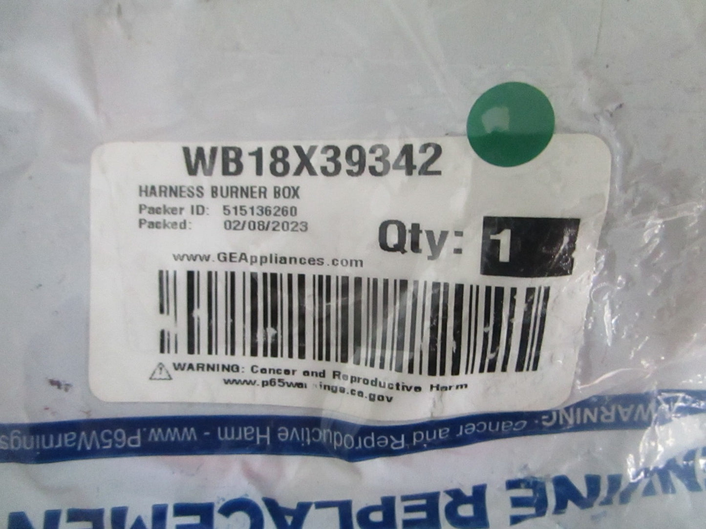 GE WB18X39342 Harness Burner Box Gas Range Wiring Genuine NEW OEM 0820