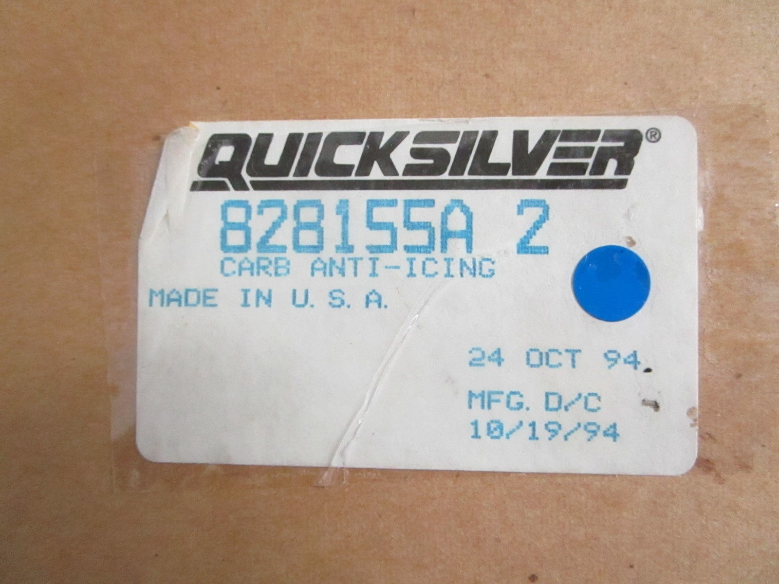 NEW OEM 828155A2 Mercury Quicksilver Carburetor Anti-Icing Kit 0820