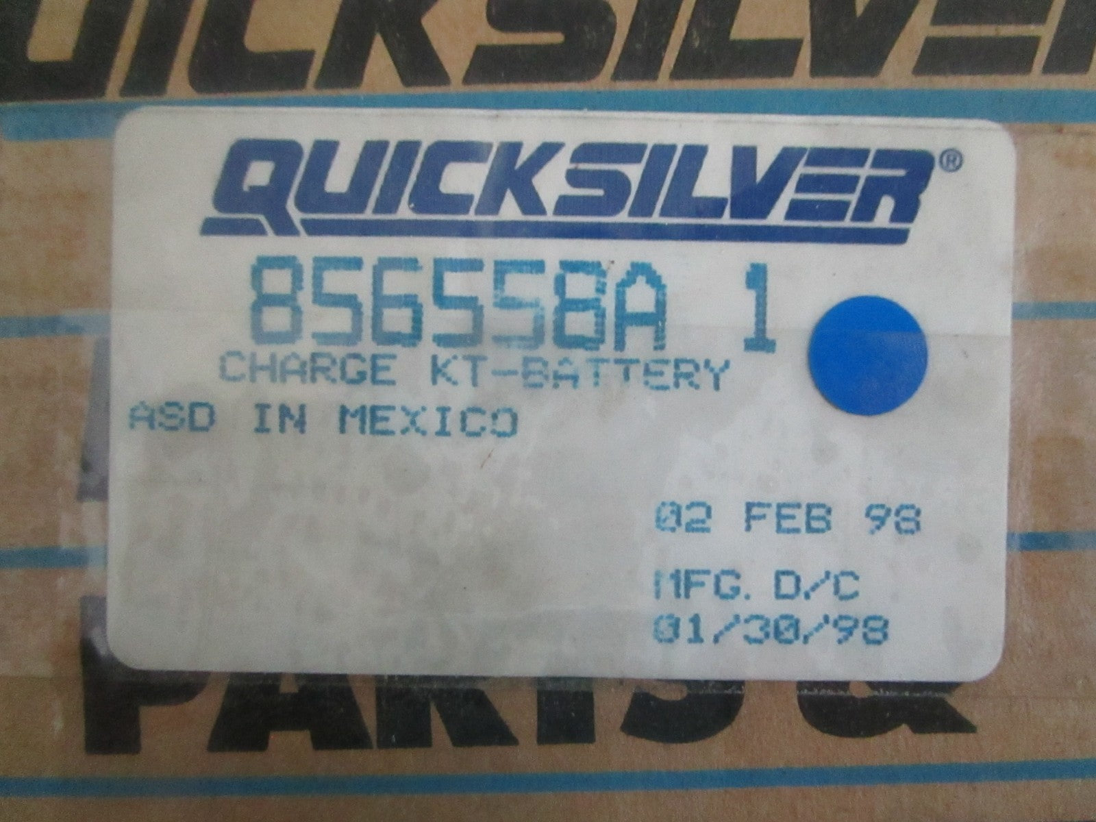 NEW OEM 856558A1 Mercury Quicksilver Battery Charge Kit 0820