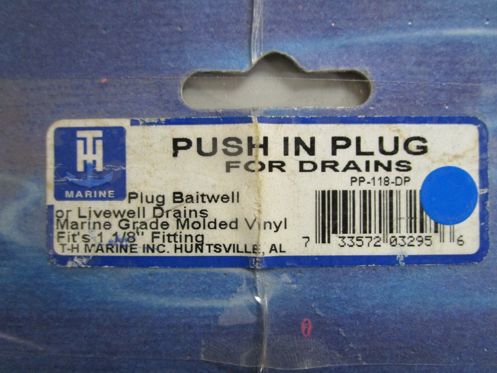 *NEW* 0820 TH Marine Push-In Plug for Drains PP-118-DP