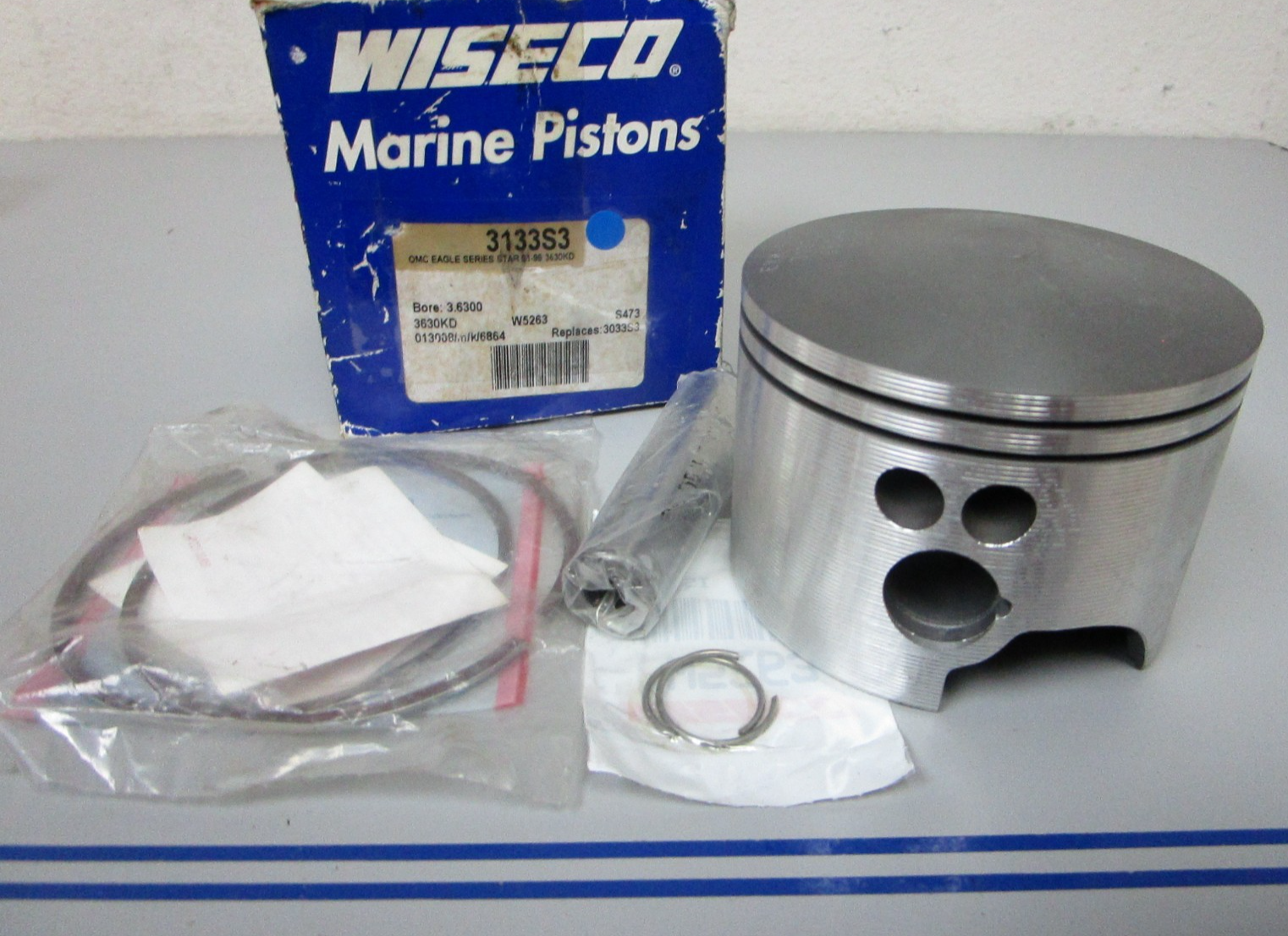 NEW 3133S3 Replaces: OMC Evinrude 3033S3 Wiseco 91'- 99' Piston & Ring Ay 0720