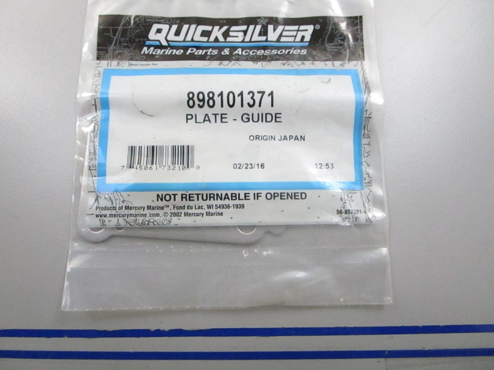 *NEW OEM* 0810 Mercury Quicksilver Guide Plate 898101371