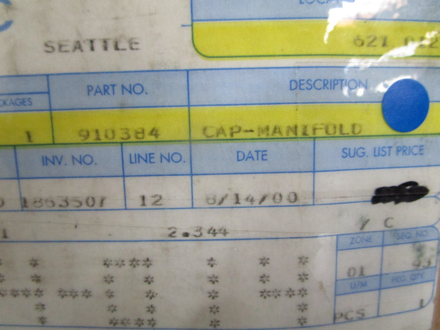 *NEW OEM* 0820 OMC Johnson Evinrude Manifold Cap 910384 0910384