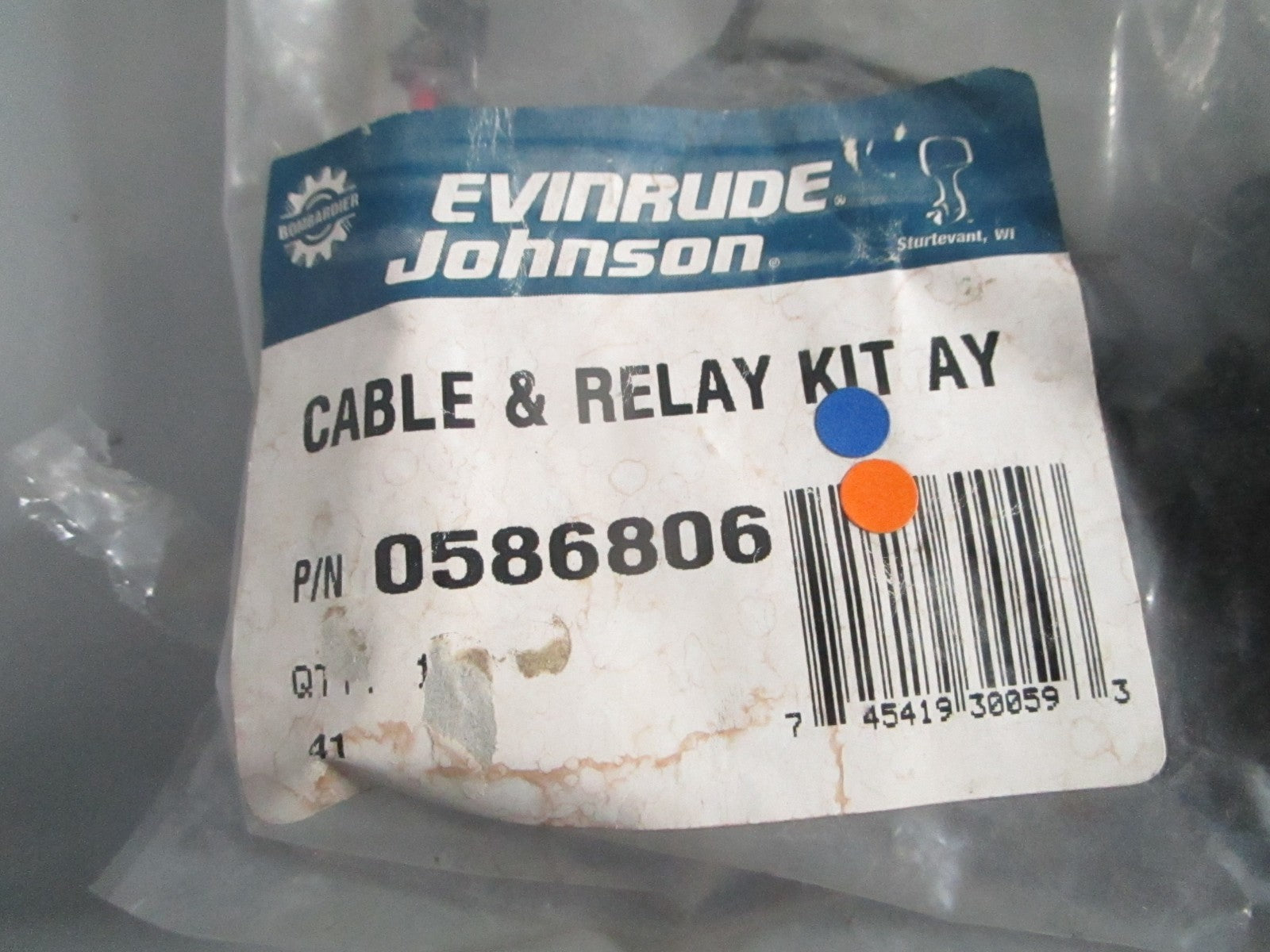 NEW OEM 586806 0586806 OMC Johnson Evinrude Cable & Relay Kit 0820