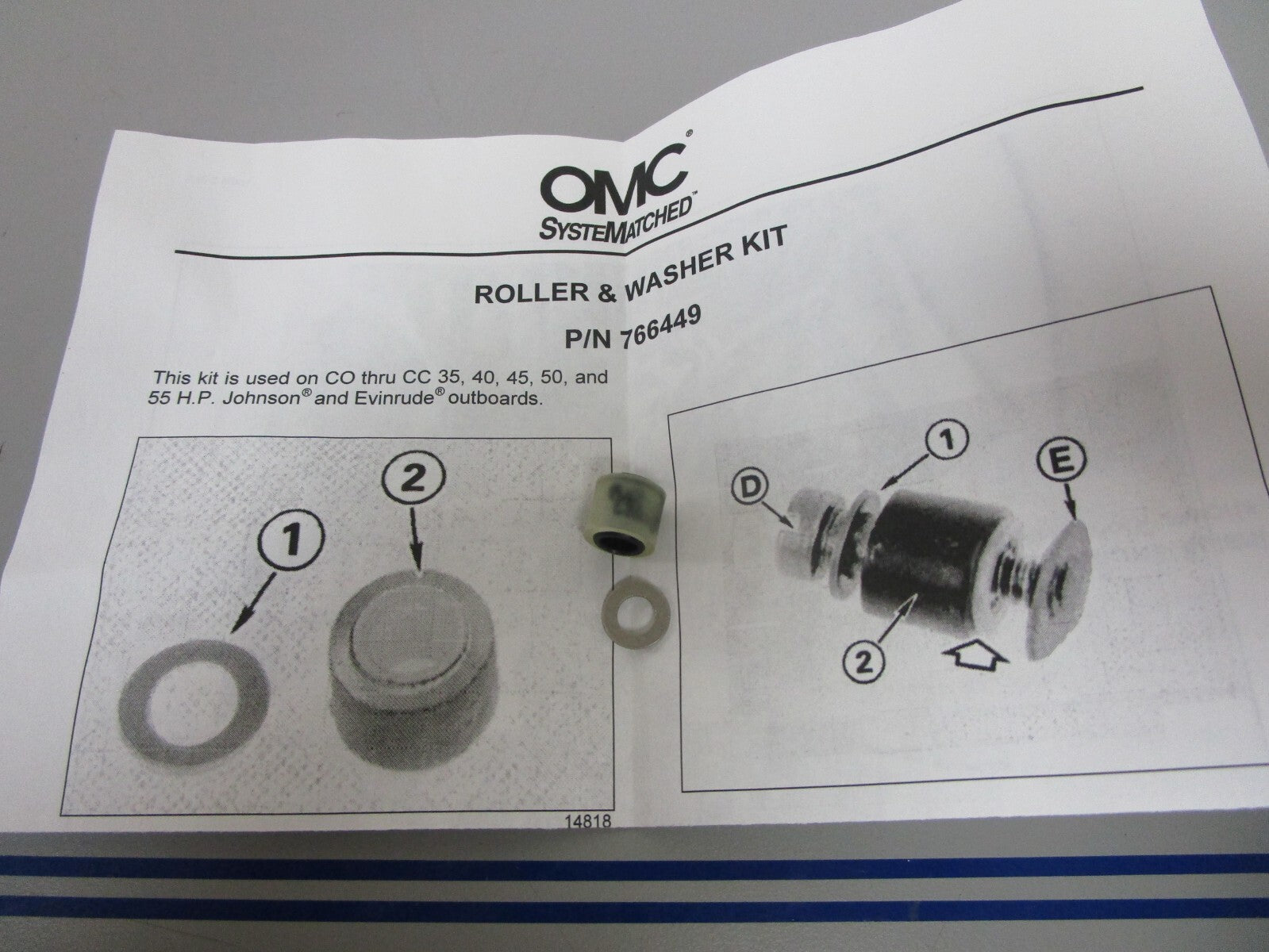 *NEW OEM* 0810 OMC Johnson Evinrude Roller & Washer Kit 766449 0766449