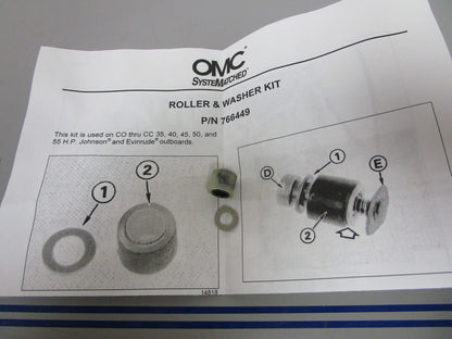 *NEW OEM* 0810 OMC Johnson Evinrude Roller & Washer Kit 766449 0766449