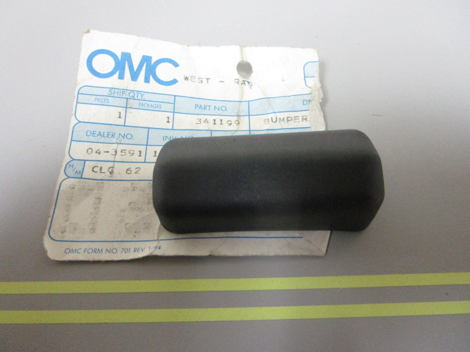 *NEW OEM* 0810 OMC Johnson Evinrude Bumper 341199 0341199