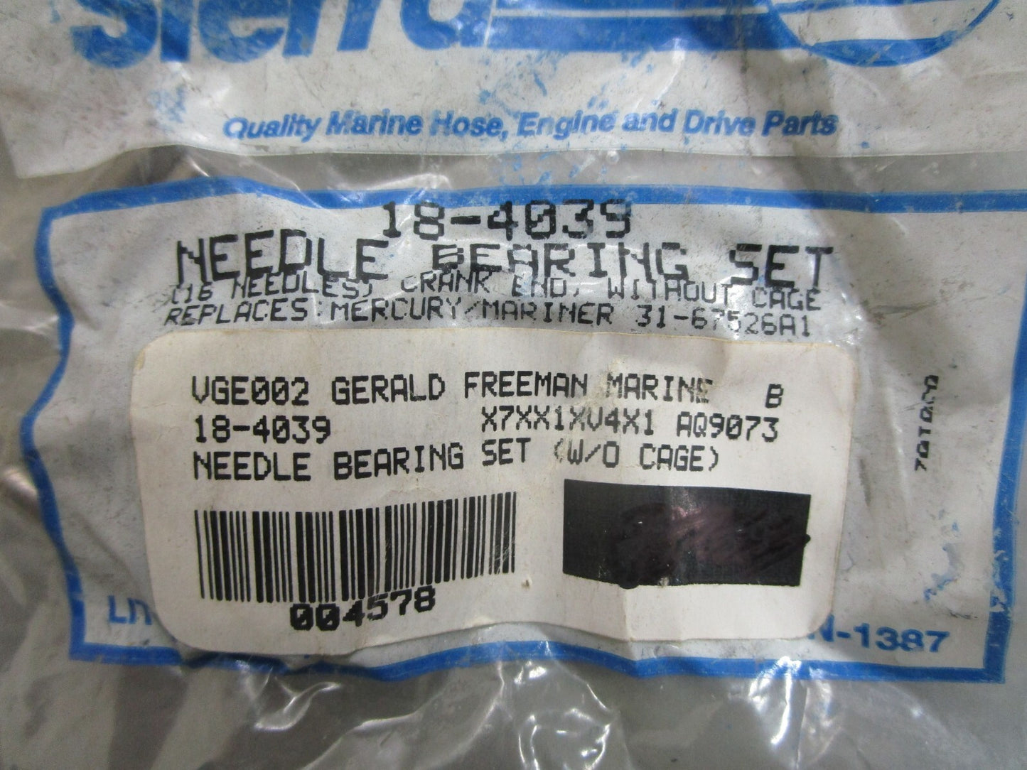 *NEW* 0770 Sierra Needle Bearing Set 18-4039 Replaces: 31-67526A1