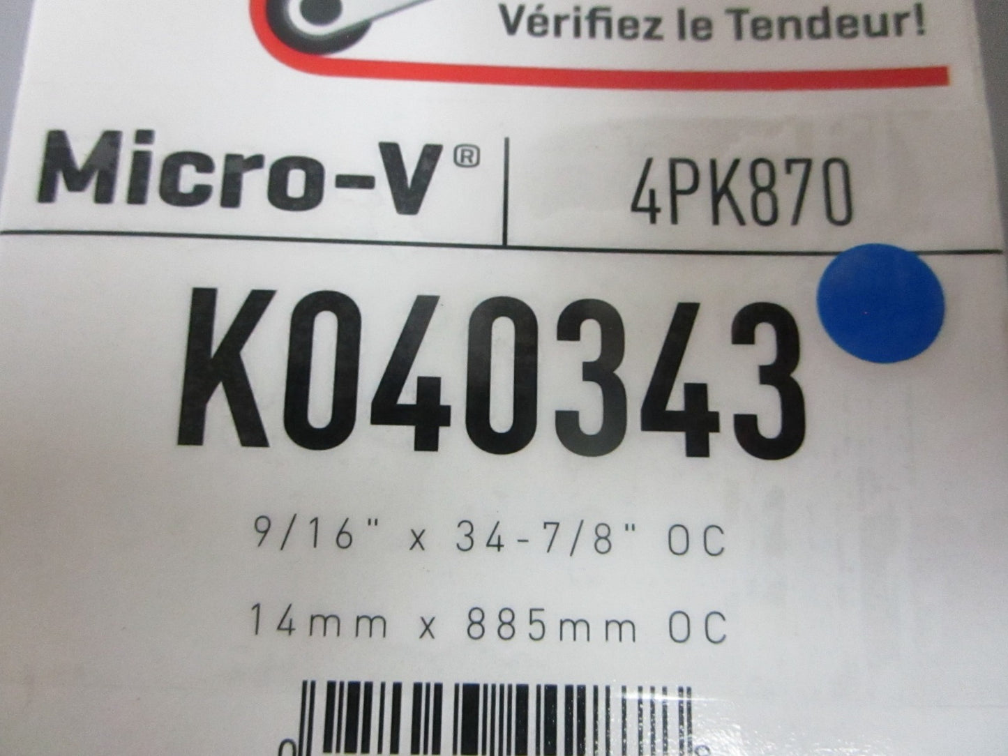 NEW K040343 Gates Micro-V 9/16" x 34 ⅞" Serpentine Belt 0720