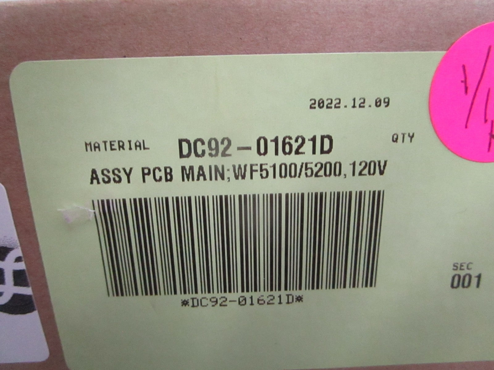 NEW OEM DC92-01621D Samsung Washer Control Board 0820