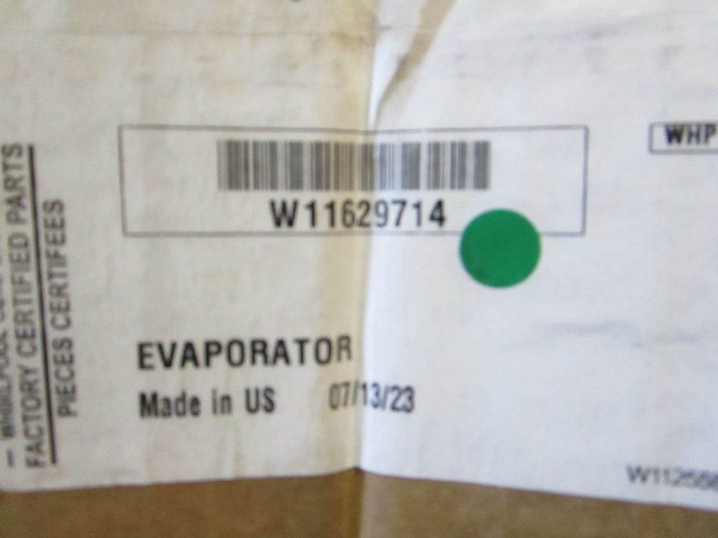 Whirlpool NEW OEM Refrigerator Evaporator W11629714 Genuine Factory Part 0820