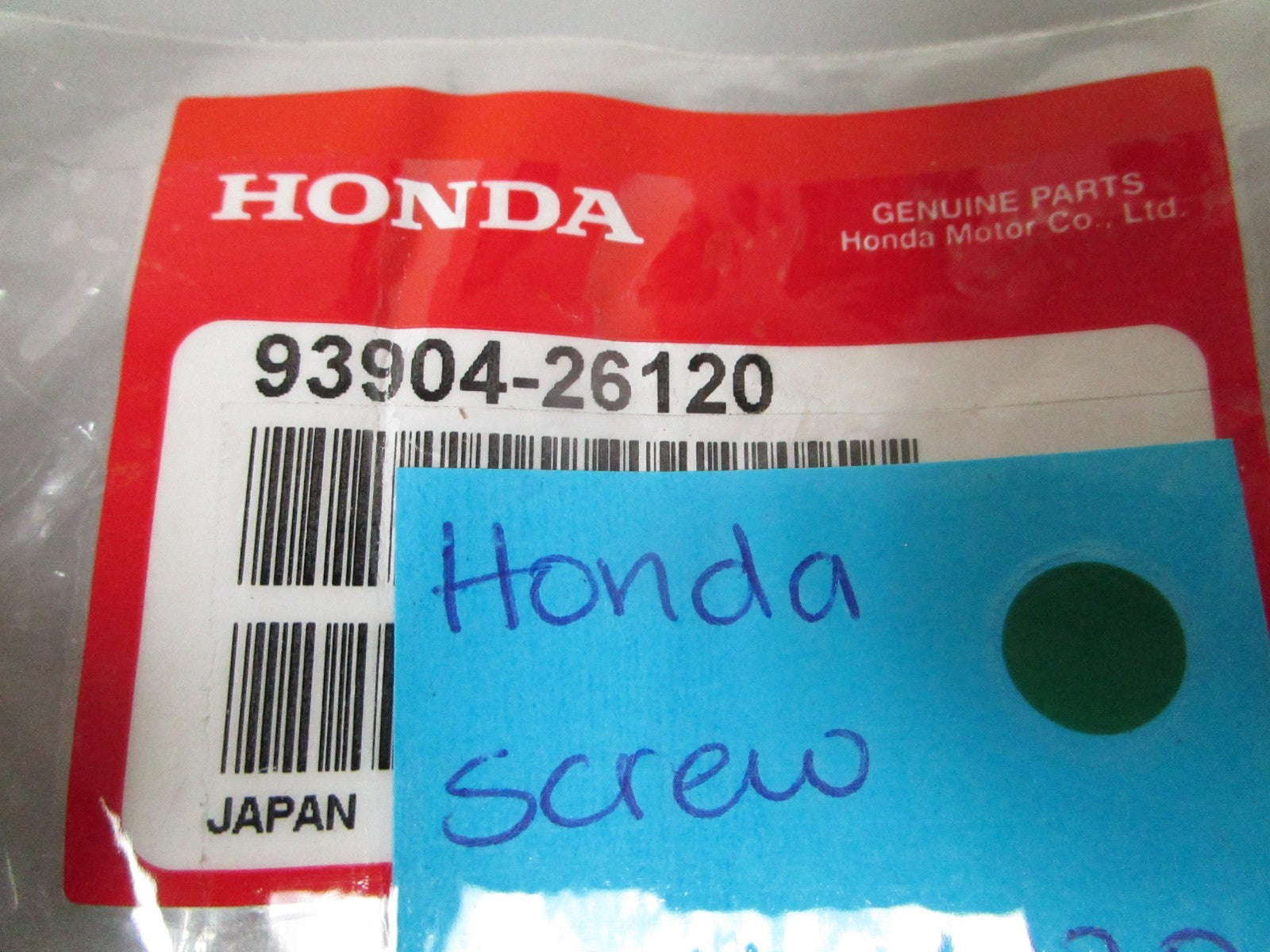 NEW OEM (LOT OF 2) 93904-26120 Honda Screw 0810