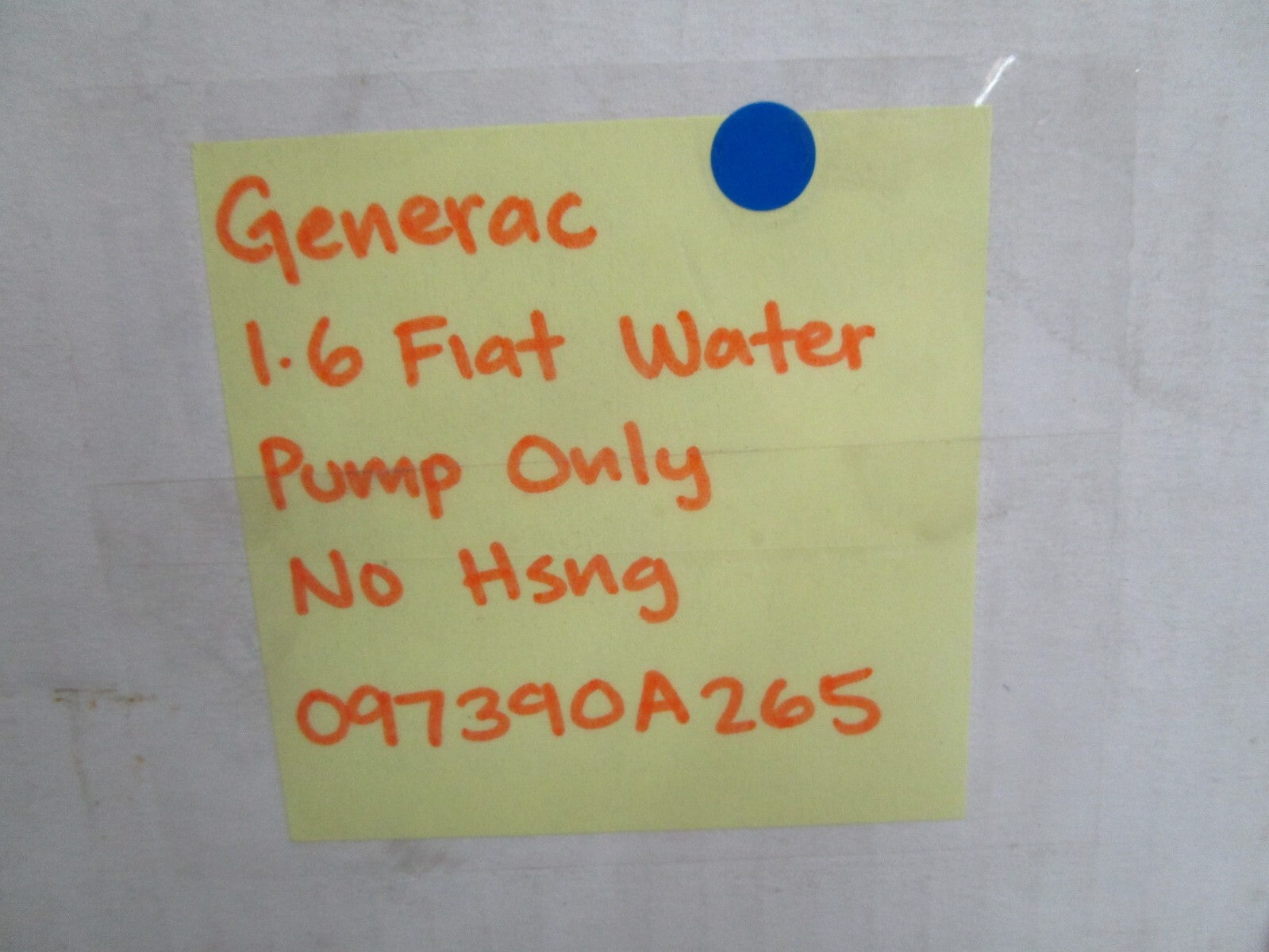 *NEW OEM* 0820 Generac 1.6 Fiat Water Pump Only (No Housing) 097390A265