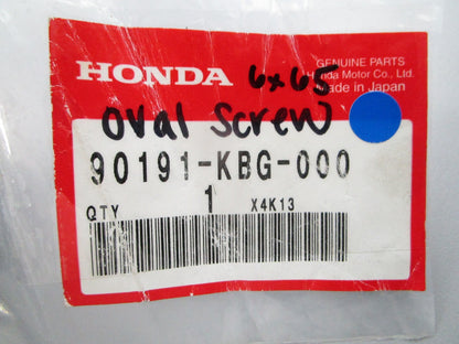 NEW OEM 90191-KBG-000 Honda 6 x 65 Oval Screw 0810