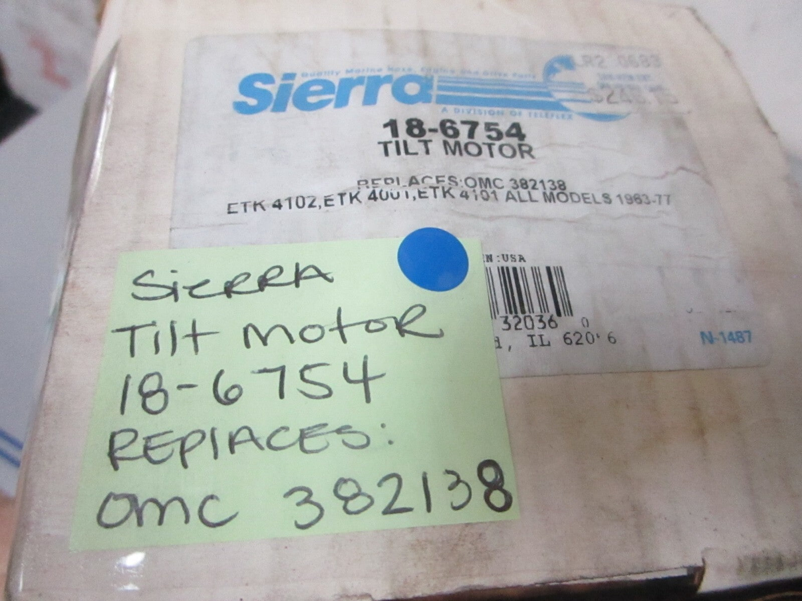 *NEW* 0720 Sierra Tilt Motor Ay 18-6754 Replaces: OMC Evinrude 382138 0382138