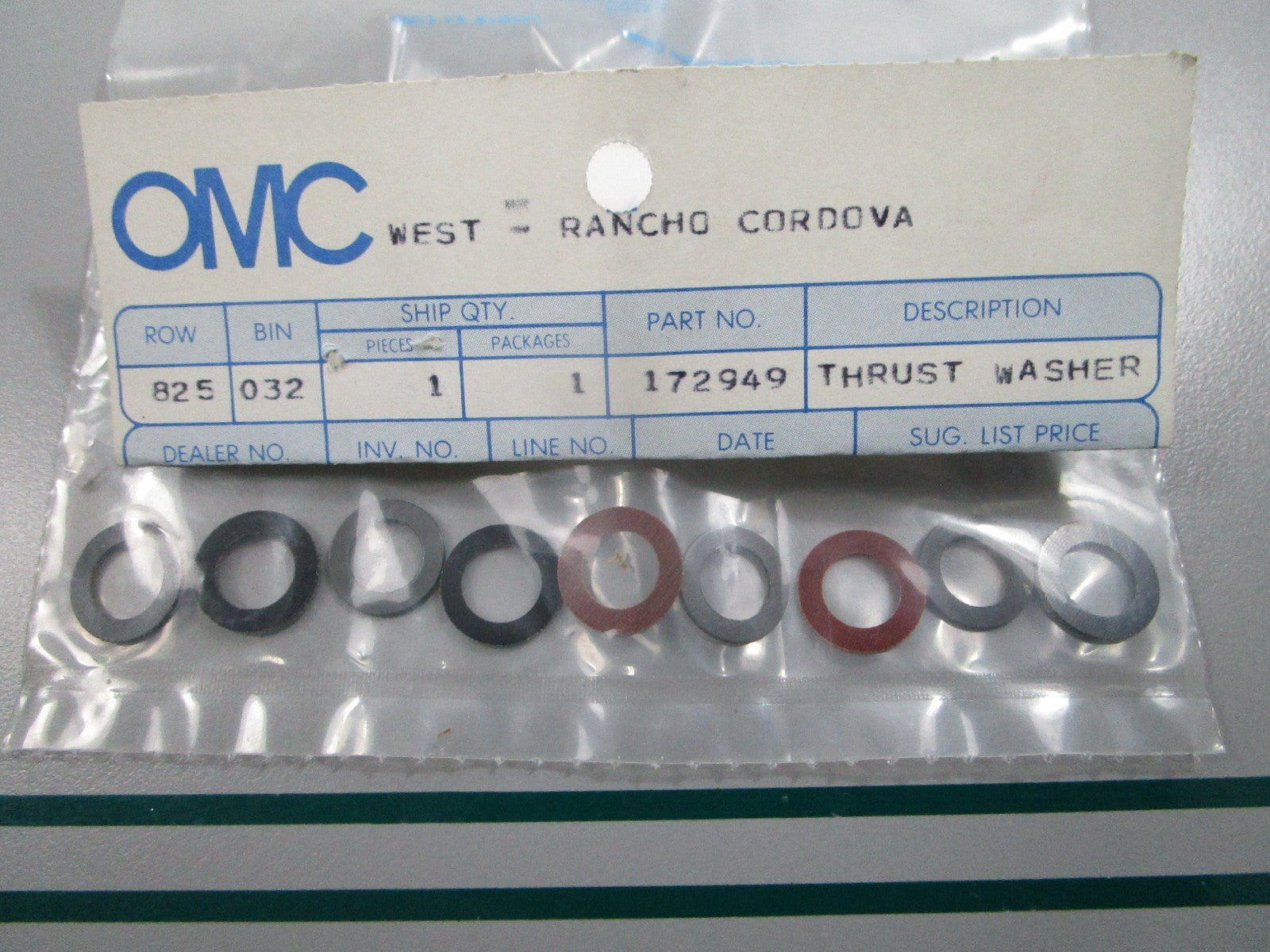 NEW OEM 172949 0172949 OMC Johnson Evinrude Thrust Washer Set 0810