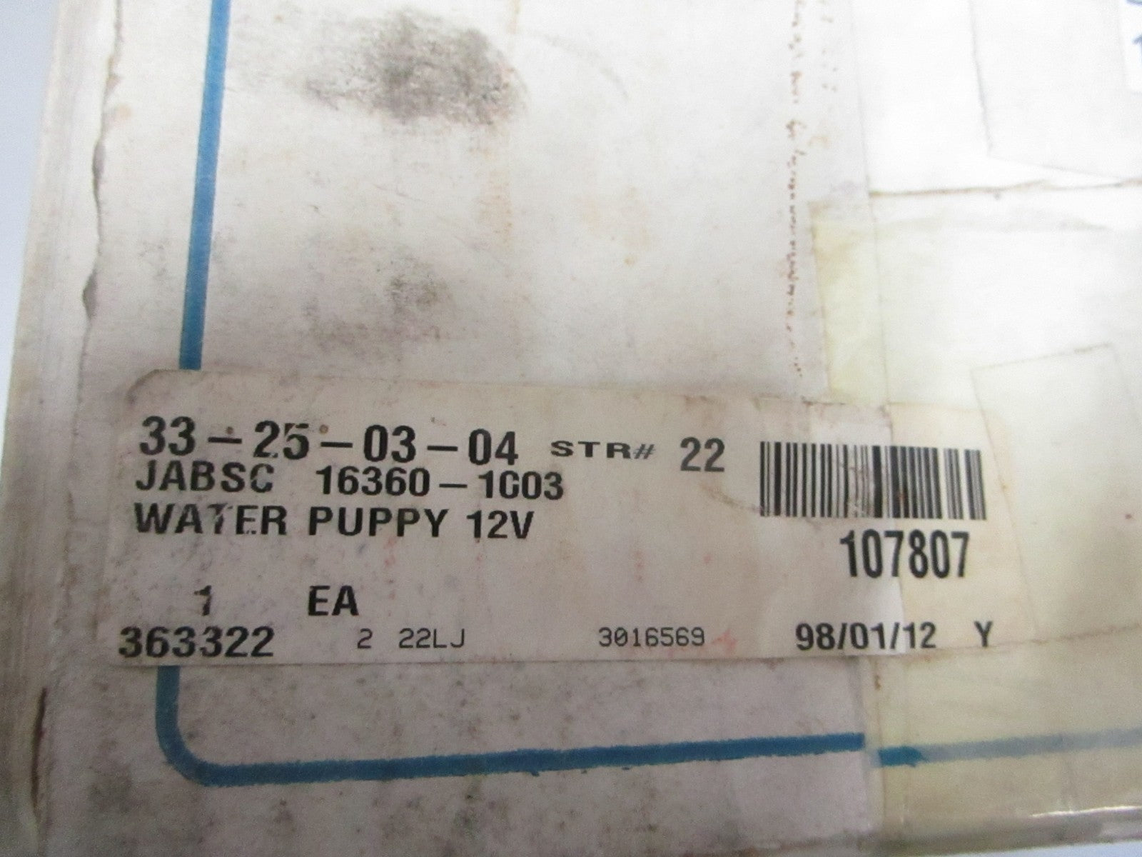 *NEW OEM* 0720 Jabsco 12V Commercial Duty Water Puppy Pump 16360-1003
