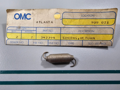 NEW OEM 342394 0342394 OMC Johnson Evinrude Return Spring 0810