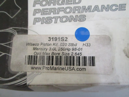 *NEW* 0820 Wiseco .020 Piston Kit 3191S2 For Mercury 3.0L 250HP '98-'01