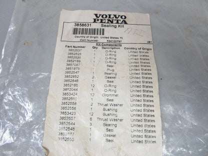 *NEW OEM* 0720 Volvo Penta Sealing Kit 3858631