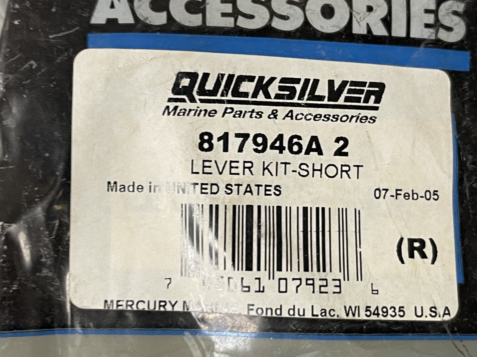 *NEW OEM* 0670 Mercury Quicksilver Short Lever Kit 817946A2