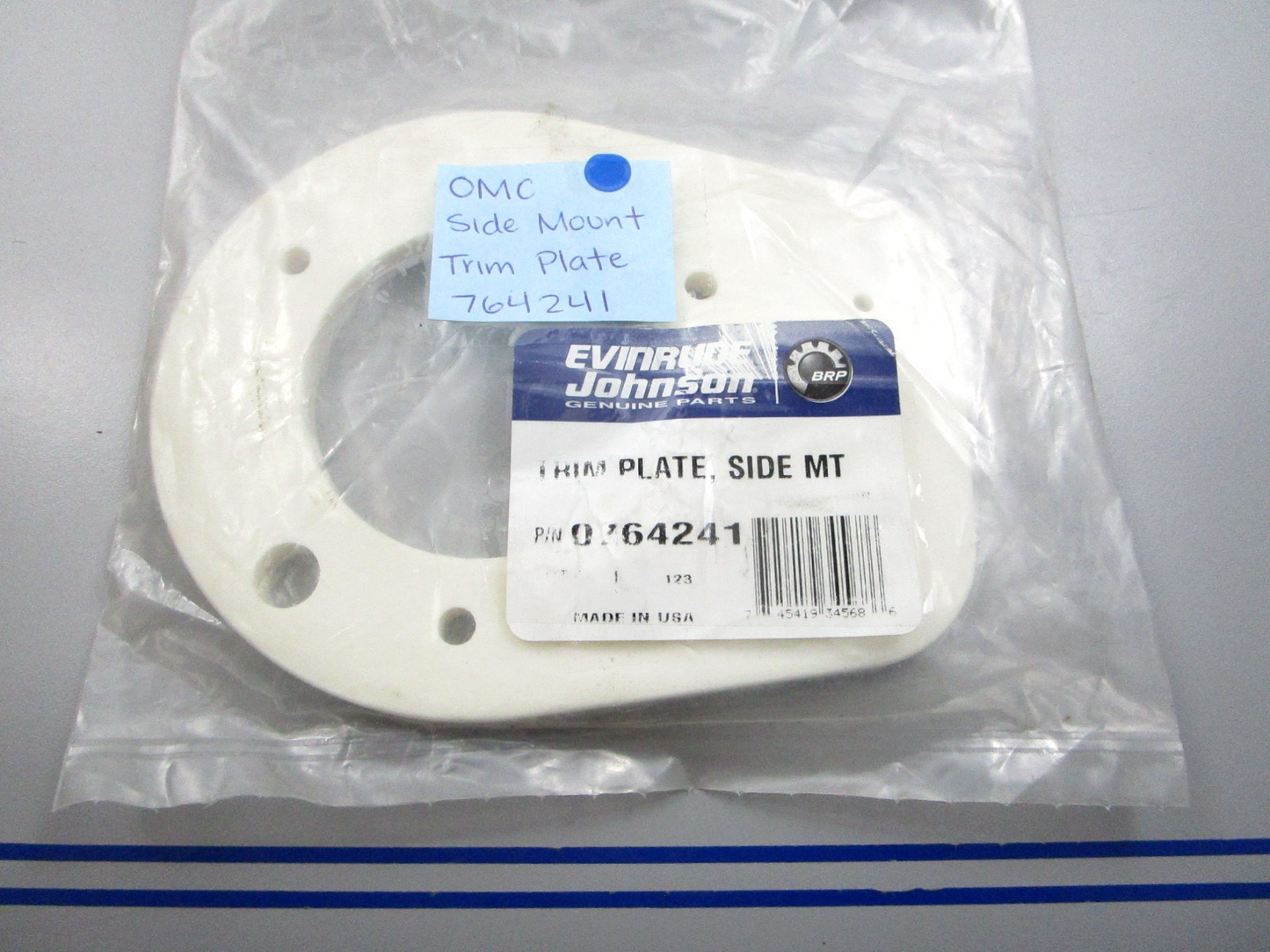 NEW OEM 764241 0764241 OMC Johnson Evinrude Side Mount Trim Plate 0810