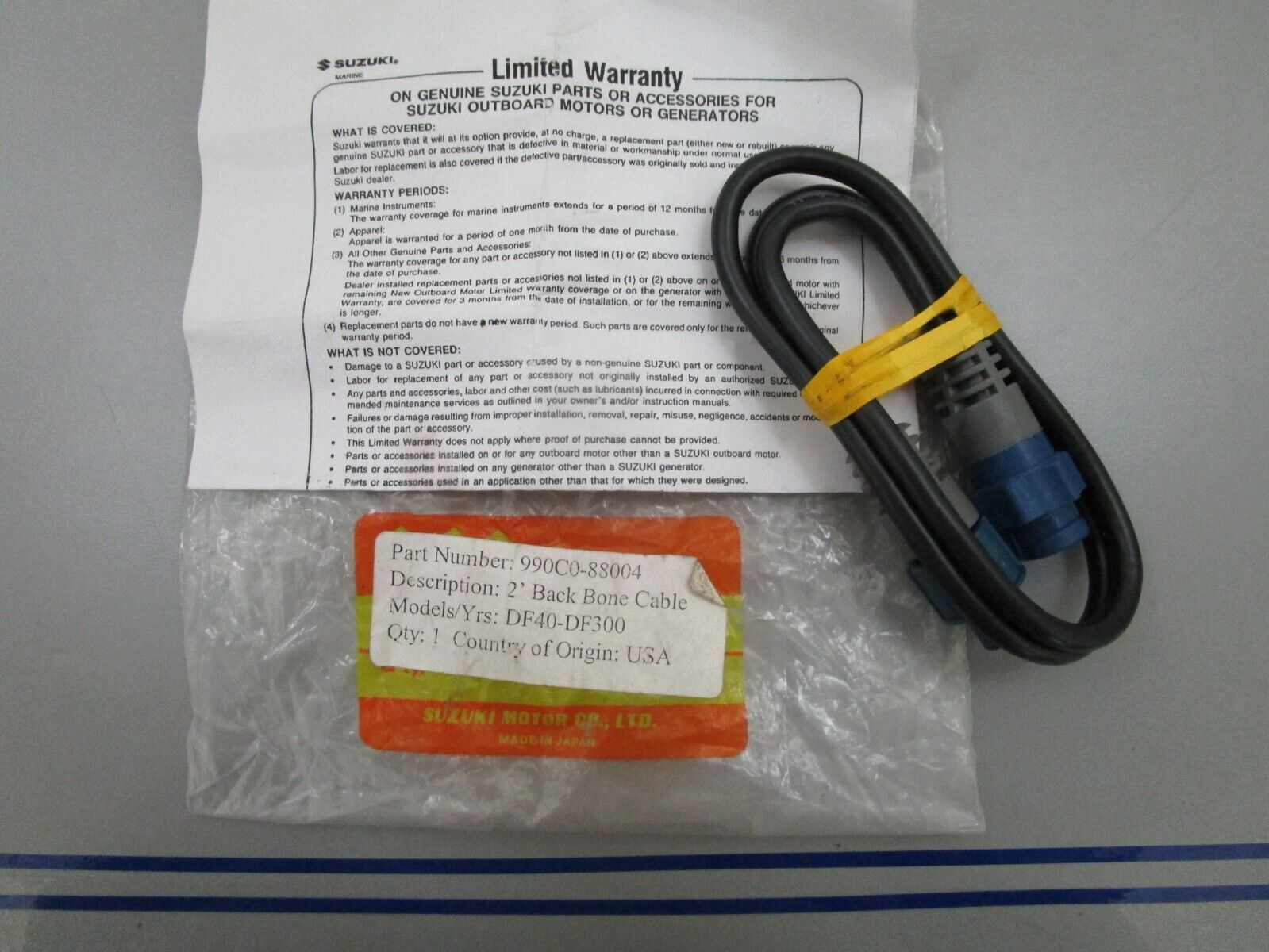 *NEW OEM* 0810 Suzuki 2' Backbone Extension Cable 990C0-88004