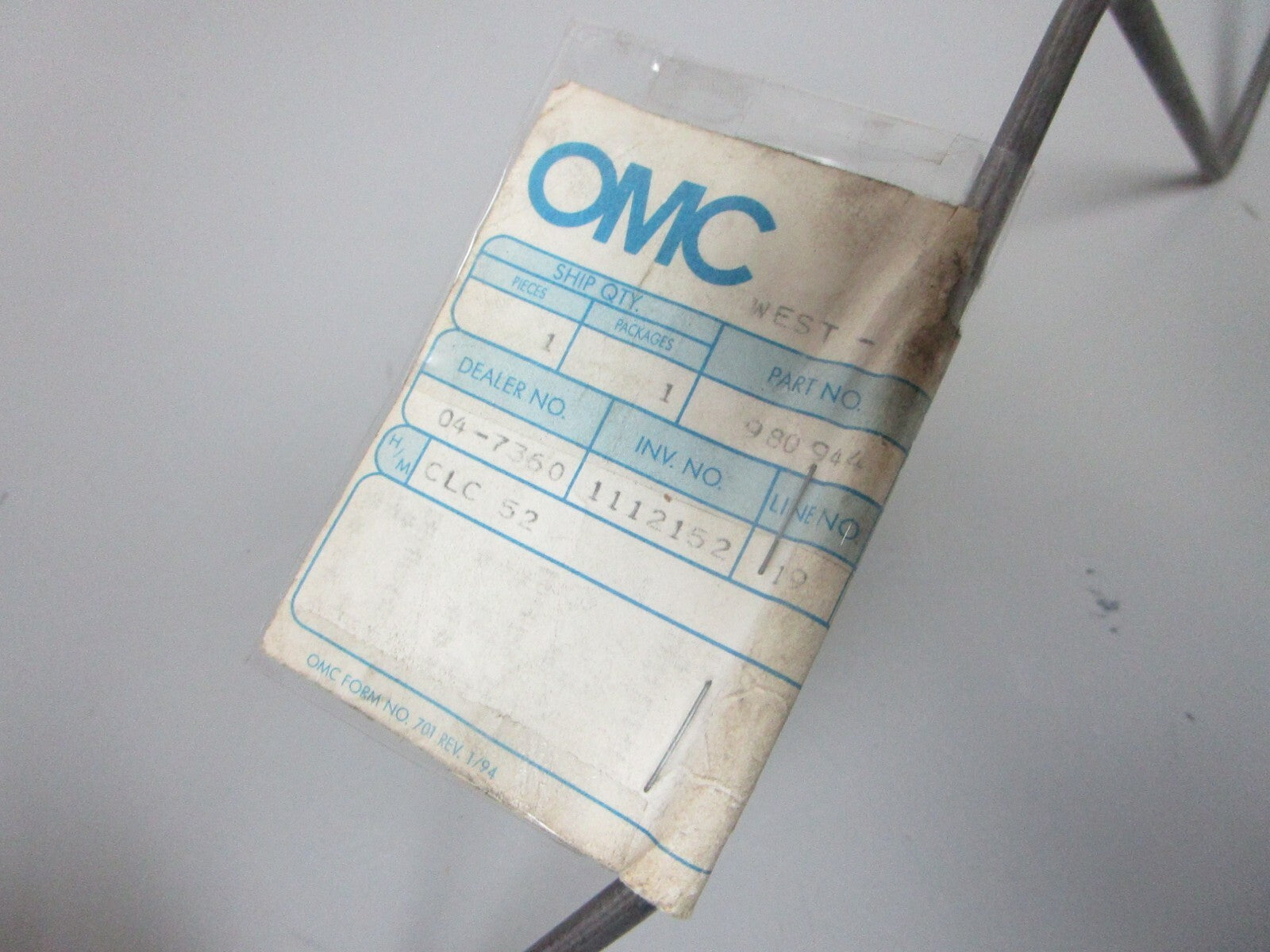 *NEW OEM* 0720 OMC Johnson Evinrude Oil Line Assembly 980944 0980944